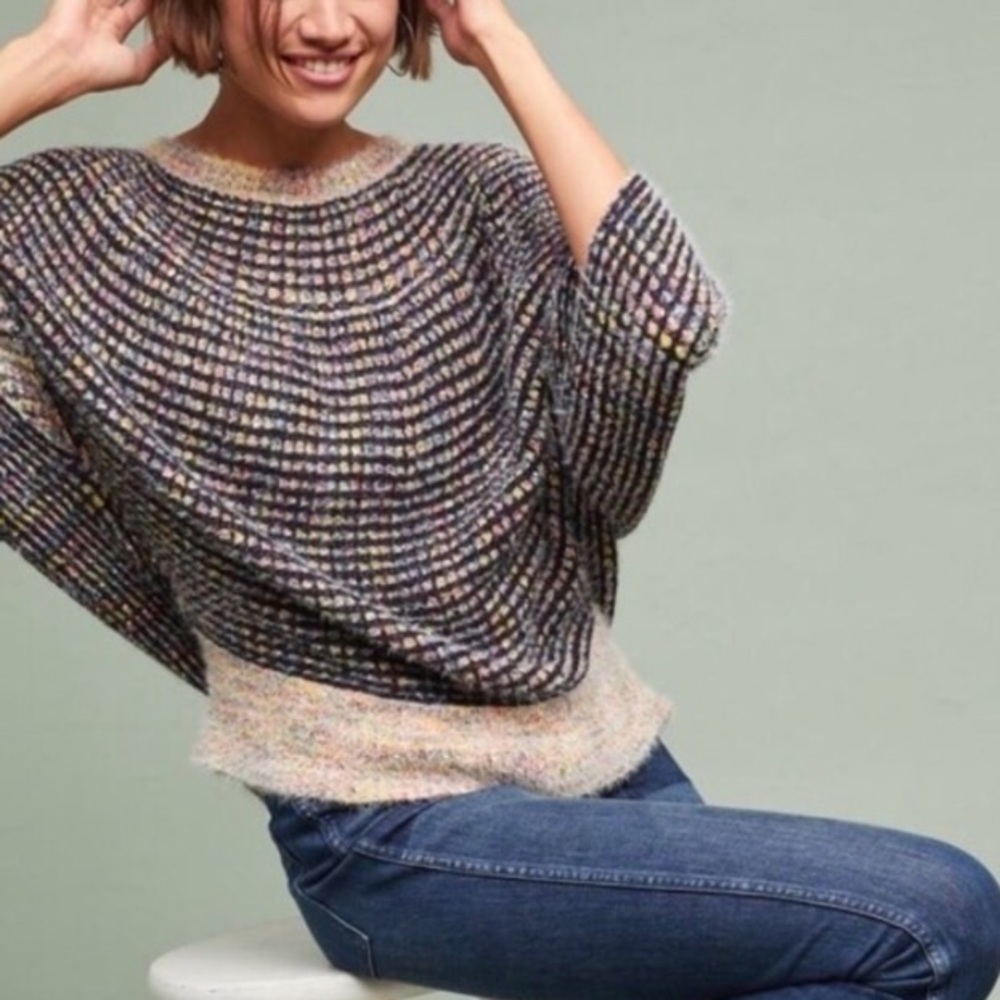Moth Anthropologie colorful poncho sweater.